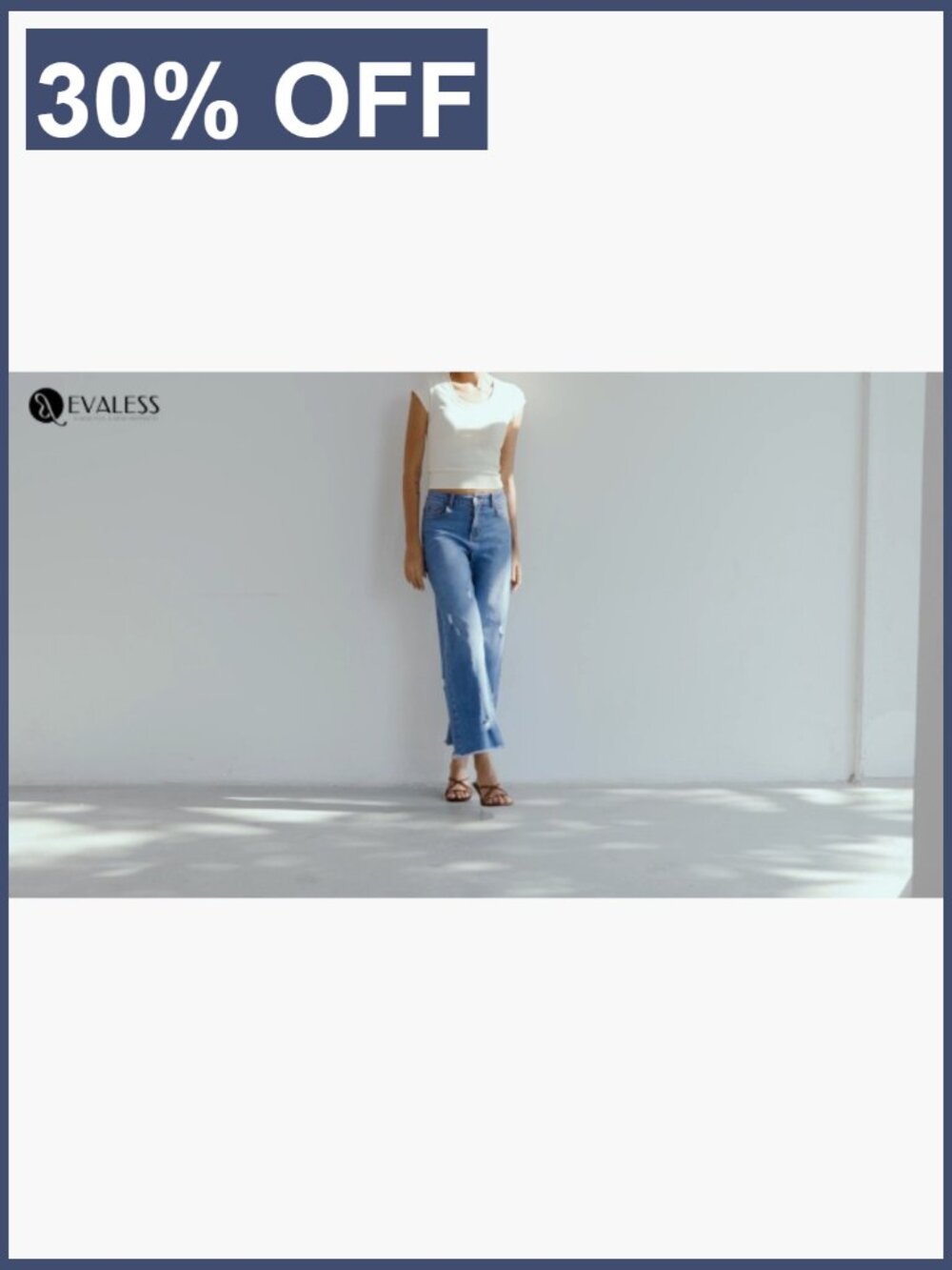 Stretchy Distressed Straight Leg Ankle Jeans with Raw Hem - Picture 7 of 7